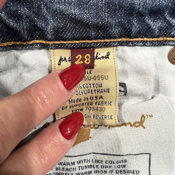 Vtg 7 For All Mankind 7FAM Size 28 Jeans Boy Cut Button Fly Low Rise Stretch - Picture 3 of 13